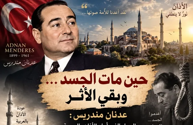 حين مات الجسد… وبقي الأثر عدنان مندريس: الرجل الذي أعاد الأذان بالعربية… ولم تستطع المشنقة أن تُسكت سيرته