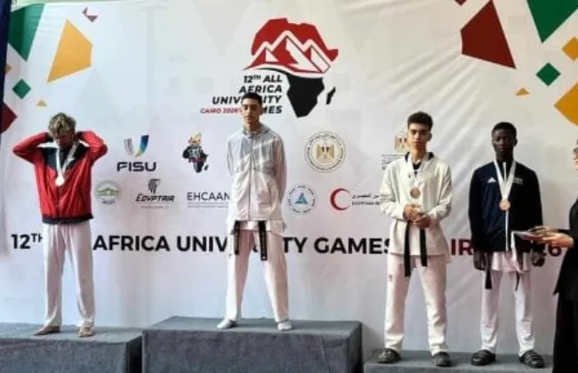فوز خالد الوليد لاعب منتخب مصر للتايكوندو بذهبية البطولة الأفريقية للجامعات